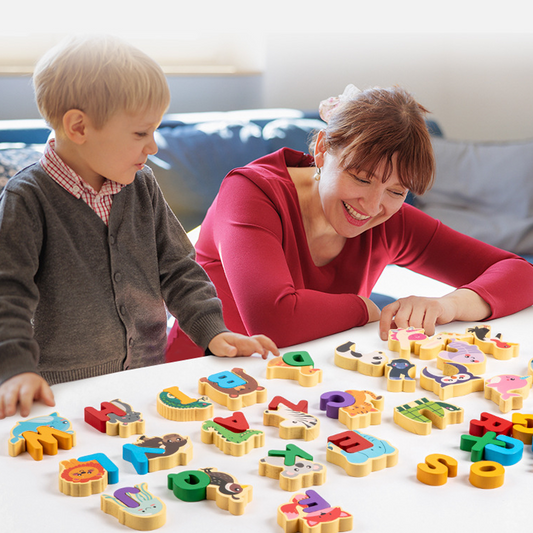 🧠🧩26 darabos fa betű- és állatpárosító játék