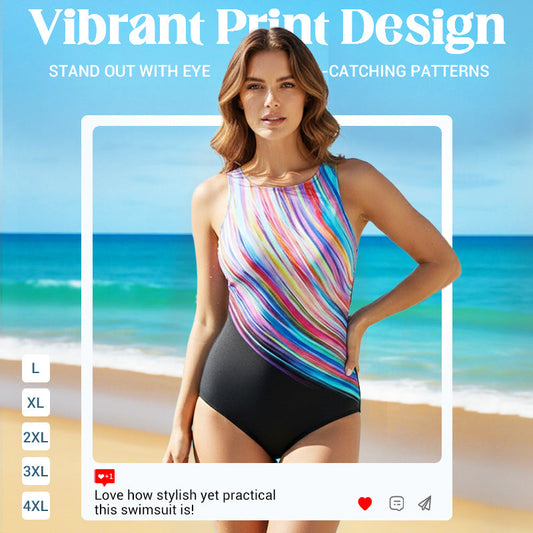 🏊‍♀️☀️ Női mintás egyrészes fürdőruha 🌈