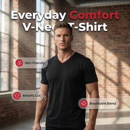 Κλασικό ανδρικό T-shirt με V-neck για καθημερινή χρήση