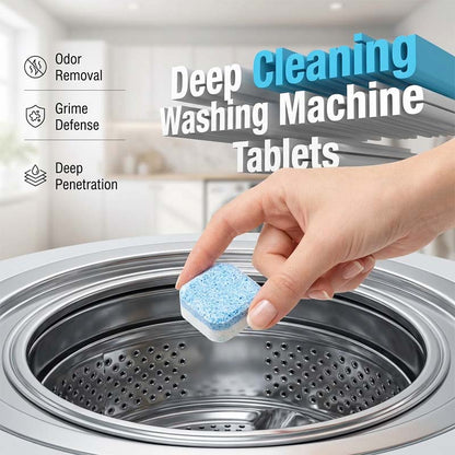 🧺💧Mosógép tisztító pezsgőtabletta – Hatékonyan távolítja el a vízkövet és a kellemetlen szagokat