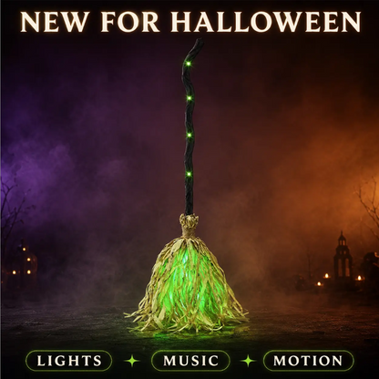 🧙‍♀️🎃 Halloweeni elektromos boszorkányseprű – Dekoratív Halloween kiegészítő otthoni és parti díszítéshez