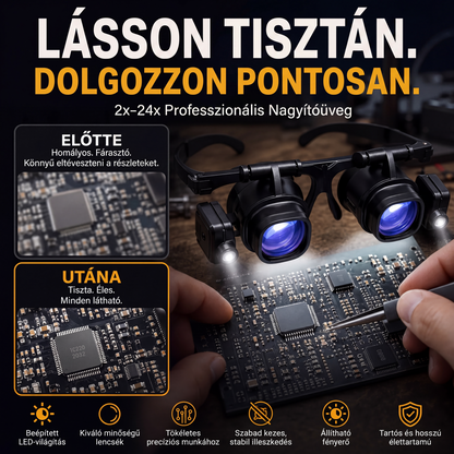 🔧💡 Precíziós LED‑es nagyító elektronikai javításhoz és kézművességhez, tiszta látómező