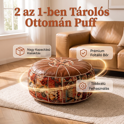 Többfunkciós tárolós puff, lábtartó és ülőke