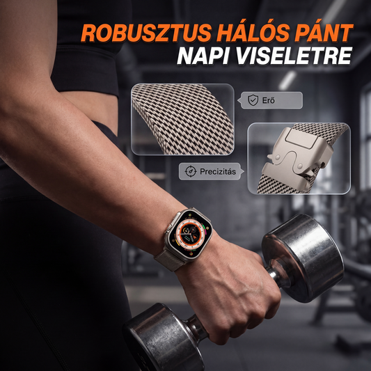 ⌚ Acél hálós okosóra szíj – Ergonómikus, kényelmes, tartós ⚡