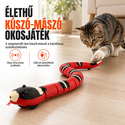Intelligens érzékelővel ellátott elektromos kígyójáték, akadálykerülő funkcióval, szalagos krait, interaktív tréfás játék gyerekeknek