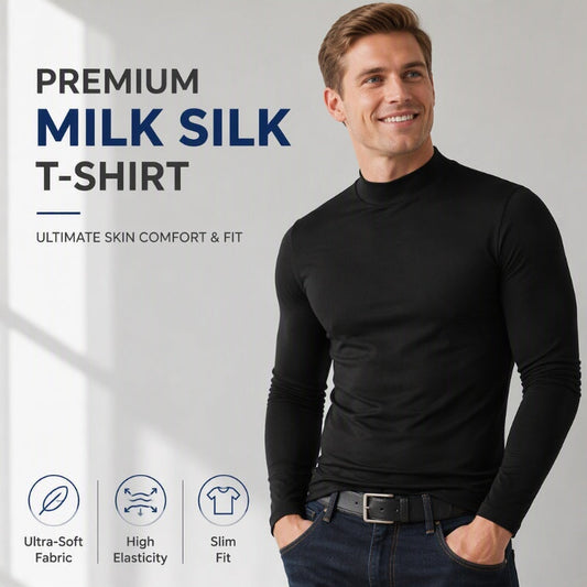 👔 Férfi karcsúsított szabású ál-turtleneck felső – Elegáns viselet hétköznapokra és munkahelyre