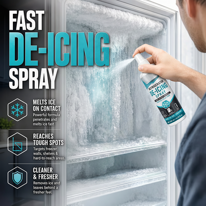 ❄️⚡Gyors hatású hűtőszekrény-leolvasztó spray – Karcolásmentes jégoldó, ingyenes kaparóval fagyasztókhoz és mélyhűtőkhöz